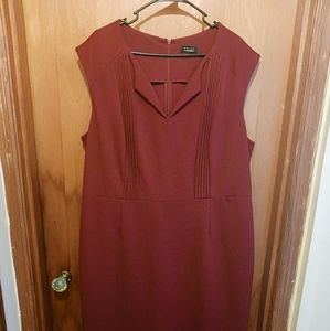 Maroon dress.